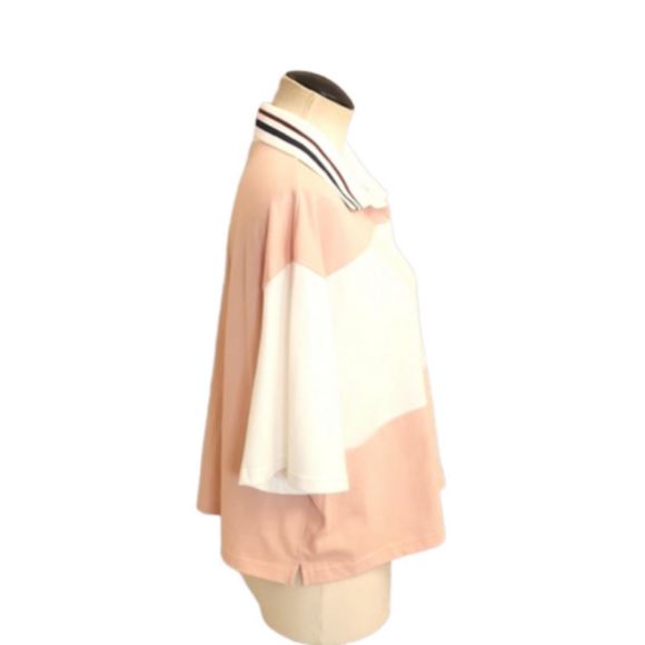 NWT Womens Wild Fable peach & white striped cropped polo tee size L. - Picture 5 of 13